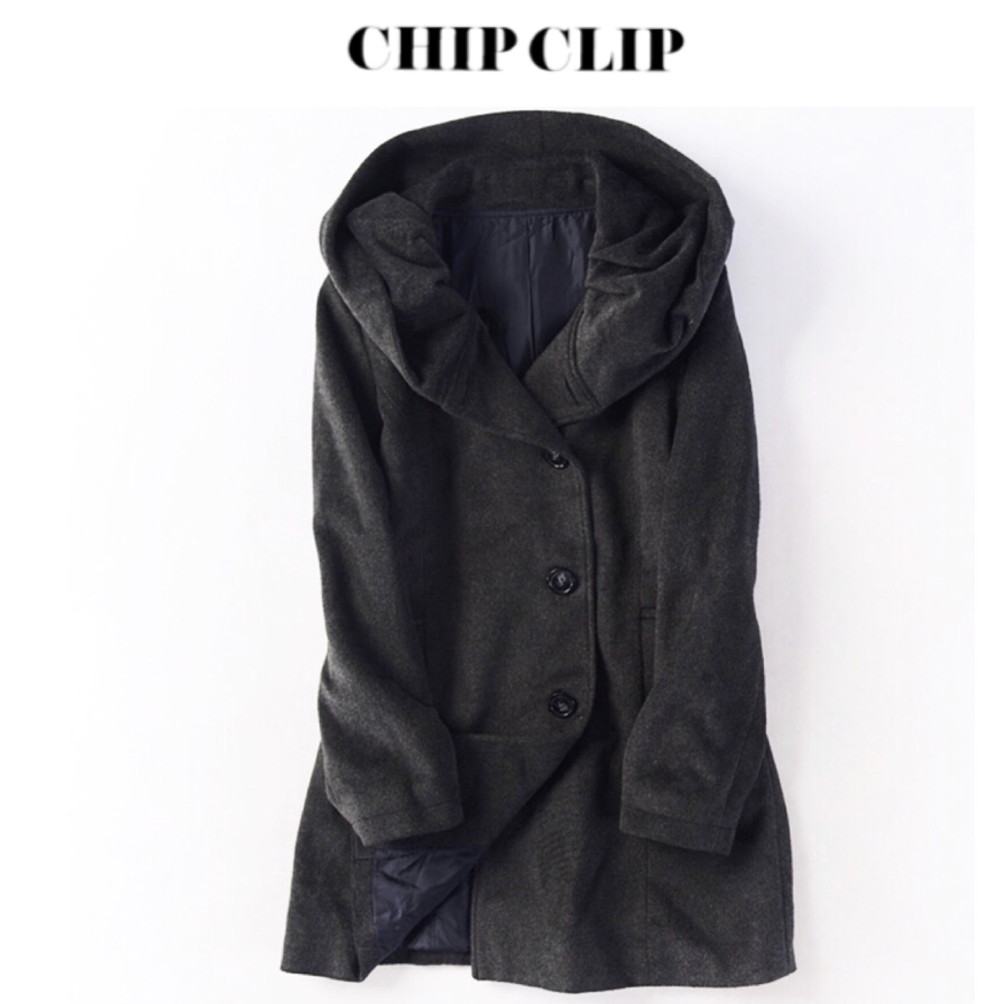Chip clip เสื้อโค้ท เสื้อกันหนาวเนื้อผ้าวูล เนื้อนิ่ม คะ แบรนด์CHIP CLIP สำเนา เทาดำ