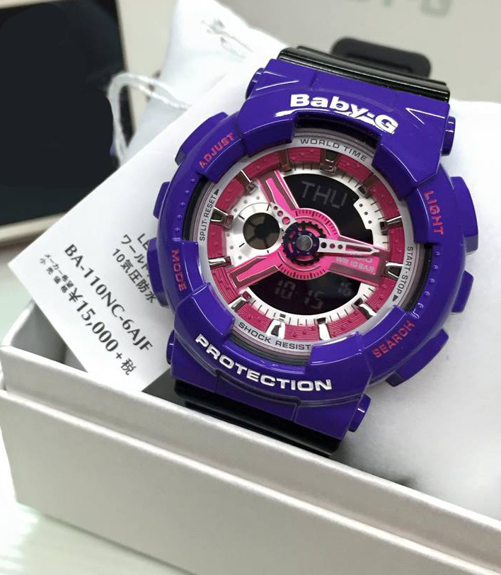 CASIO BABY-G นาฬิกาข้อมือ นาฬิกากันน้ำ นาฬิกาของแท้ ประกันศูนย์ CMG 1 ปี รุ่น BA-110NC-6A นาฬิกาสีม่วง