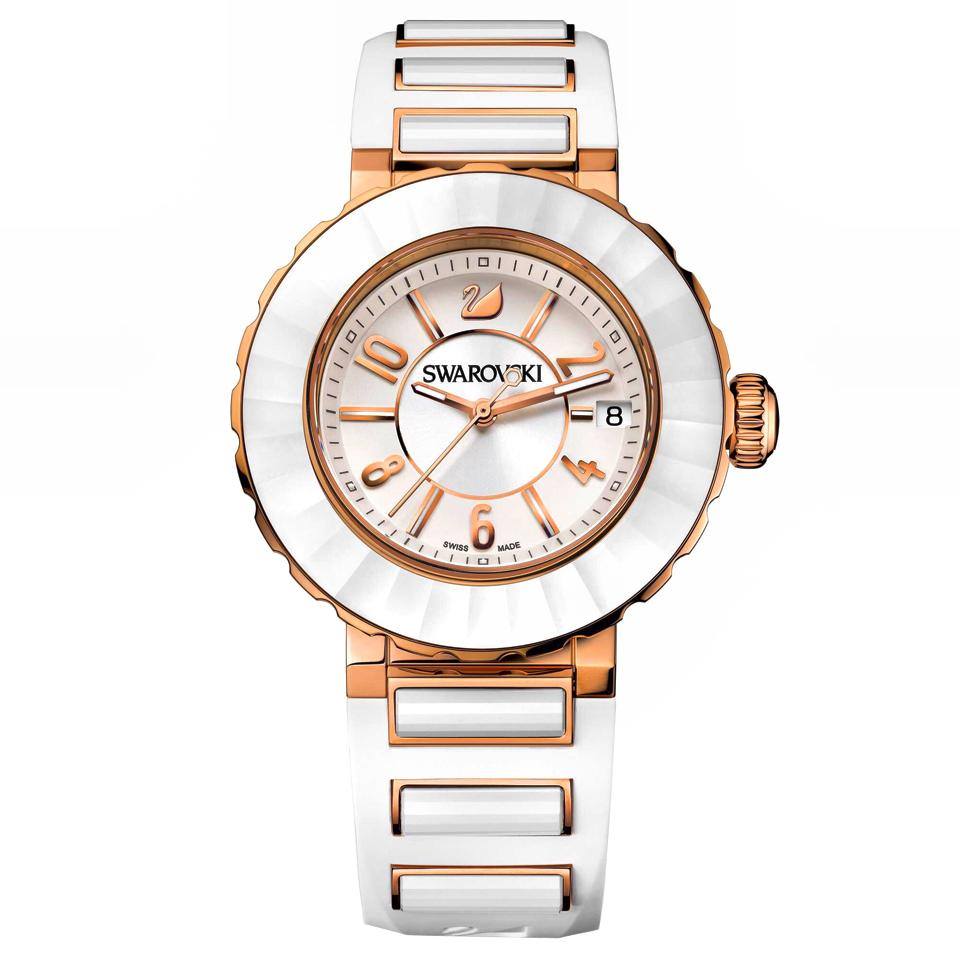 Swarovski Octea Sport Rose Gold Unisex Rose Gold Rubber Strap Watch White Dial - 1124153