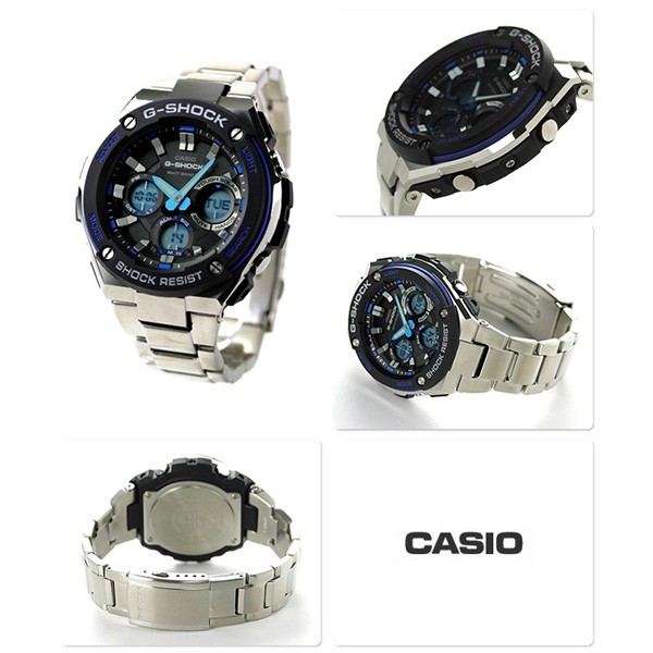 CASIO G-SHOCK นาฬิกาข้อมือ นาฬิกากันน้ำ นาฬิกาของแท้ ประกันศูนย์ CMG 1 ปี รุ่น GST-S100D-1A2 นาฬิกาสีเงิน