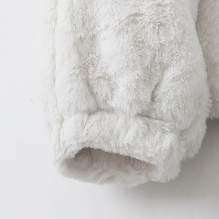 915 เสื้อเฟอร์กันหนาว หมวกฮู้ด เสื้อขน Fluffy coat แบรนด์ SUREVE (JAPAN) เทา