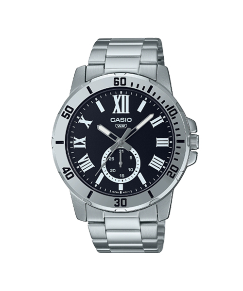 CASIO นาฬิกาคาสิโอ นาฬิกาข้อมือ นาฬิกากันน้ำ นาฬิกาของแท้ ประกันศูนย์ CMG 1 ปี รุ่น MTP-VD200D-1B นาฬิกาสีเงิน