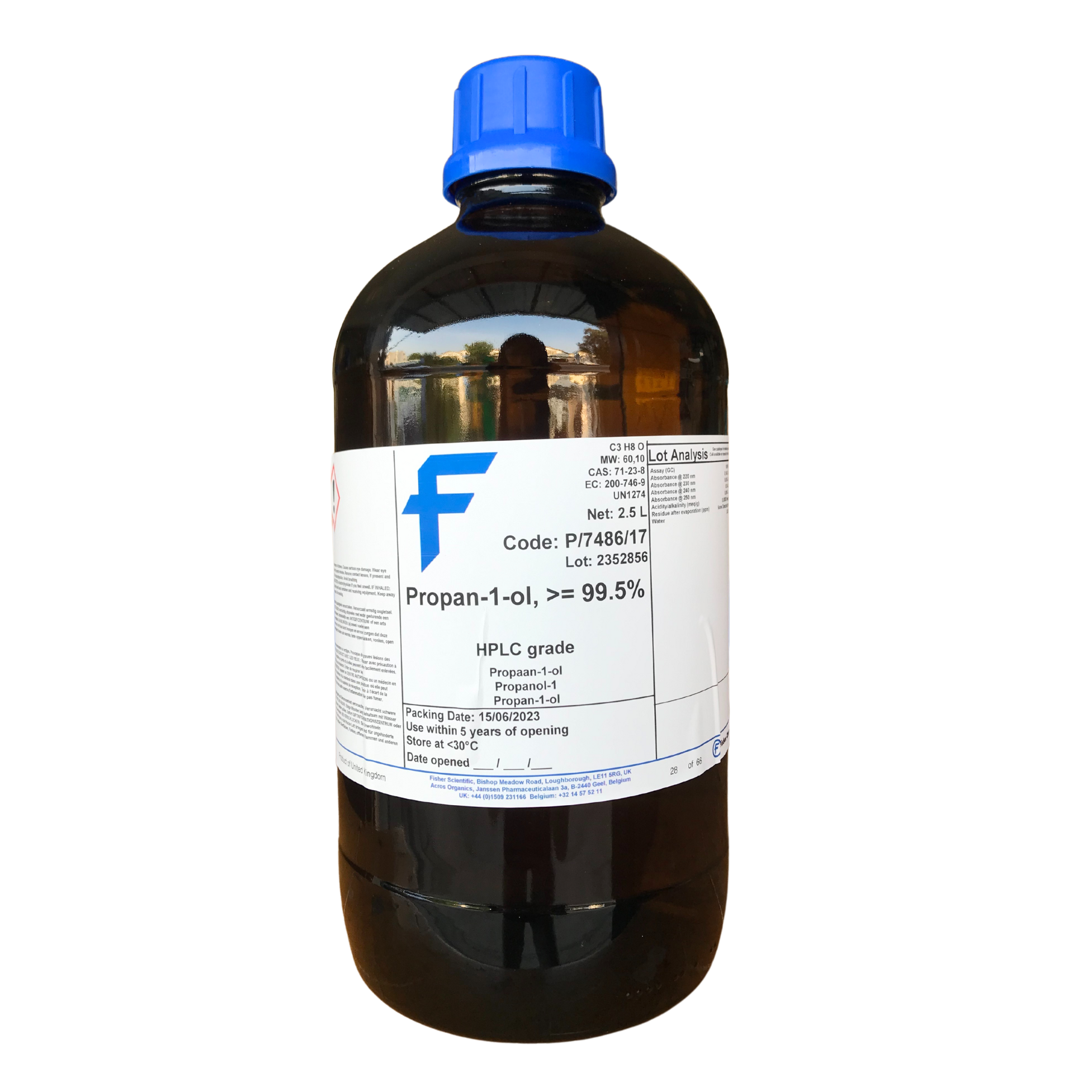 Propan-1-ol >=99.5%, HPLC Grade 2.5 L Fisher Chemical™