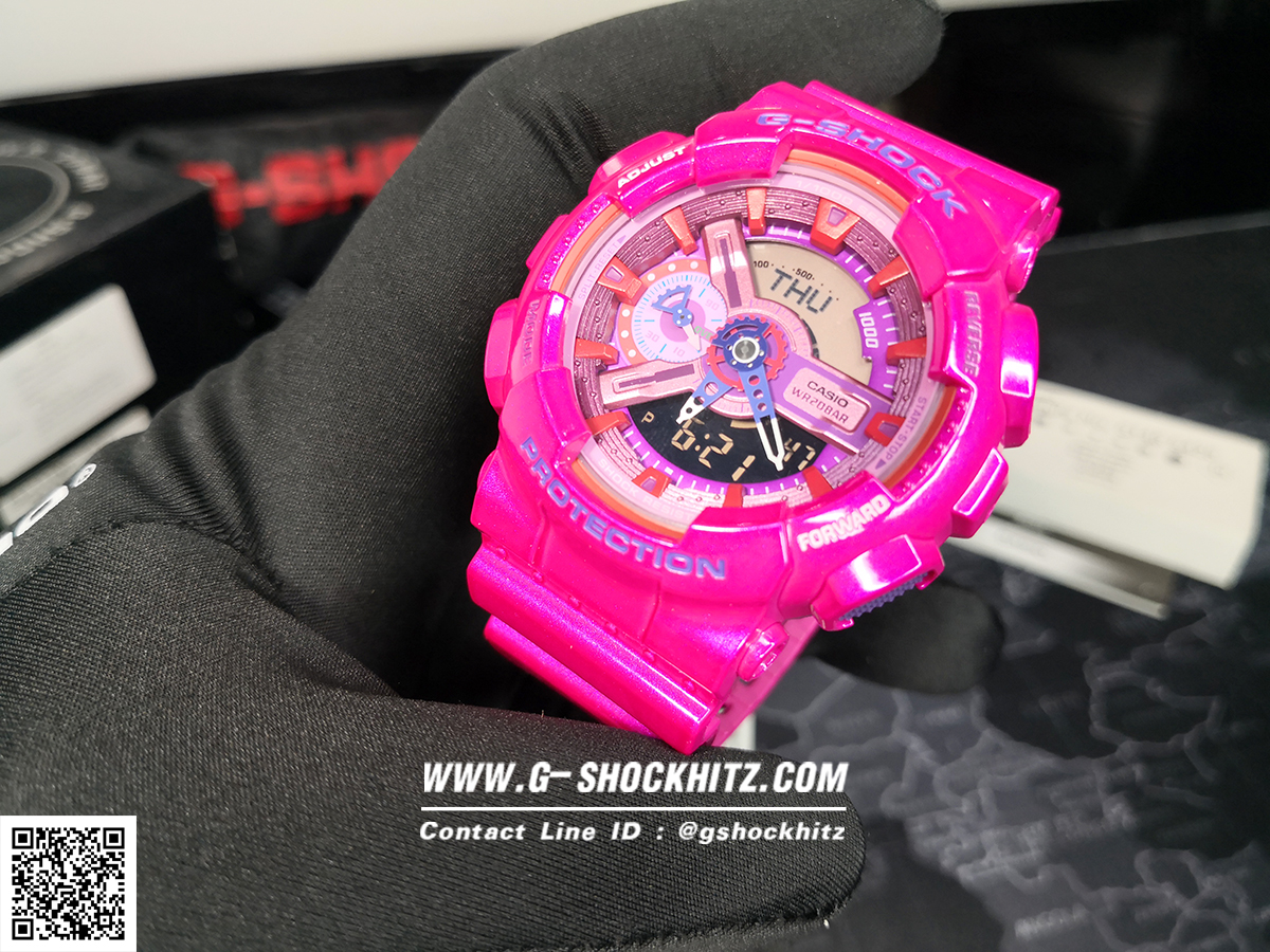 CASIO G-SHOCK นาฬิกาข้อมือ นาฬิกากันน้ำ นาฬิกาของแท้ ประกันศูนย์ CMG 1 ปี รุ่น GA-110MC-4A นาฬิกาสีชมพู