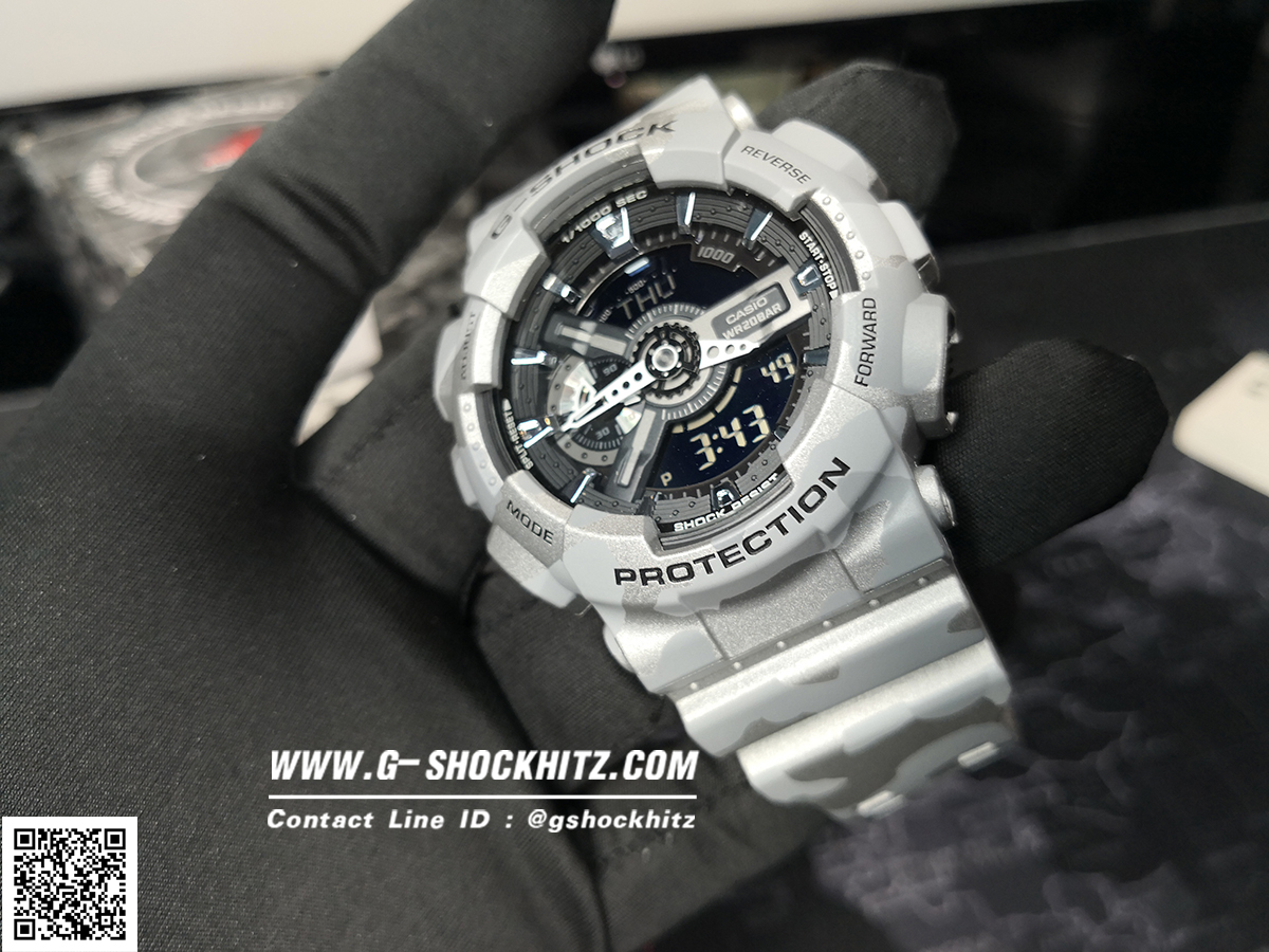 CASIO G-SHOCK นาฬิกาข้อมือ นาฬิกากันน้ำ นาฬิกาของแท้ ประกันศูนย์ CMG 1 ปี รุ่น GA-110CM-8A นาฬิกาสีเทา