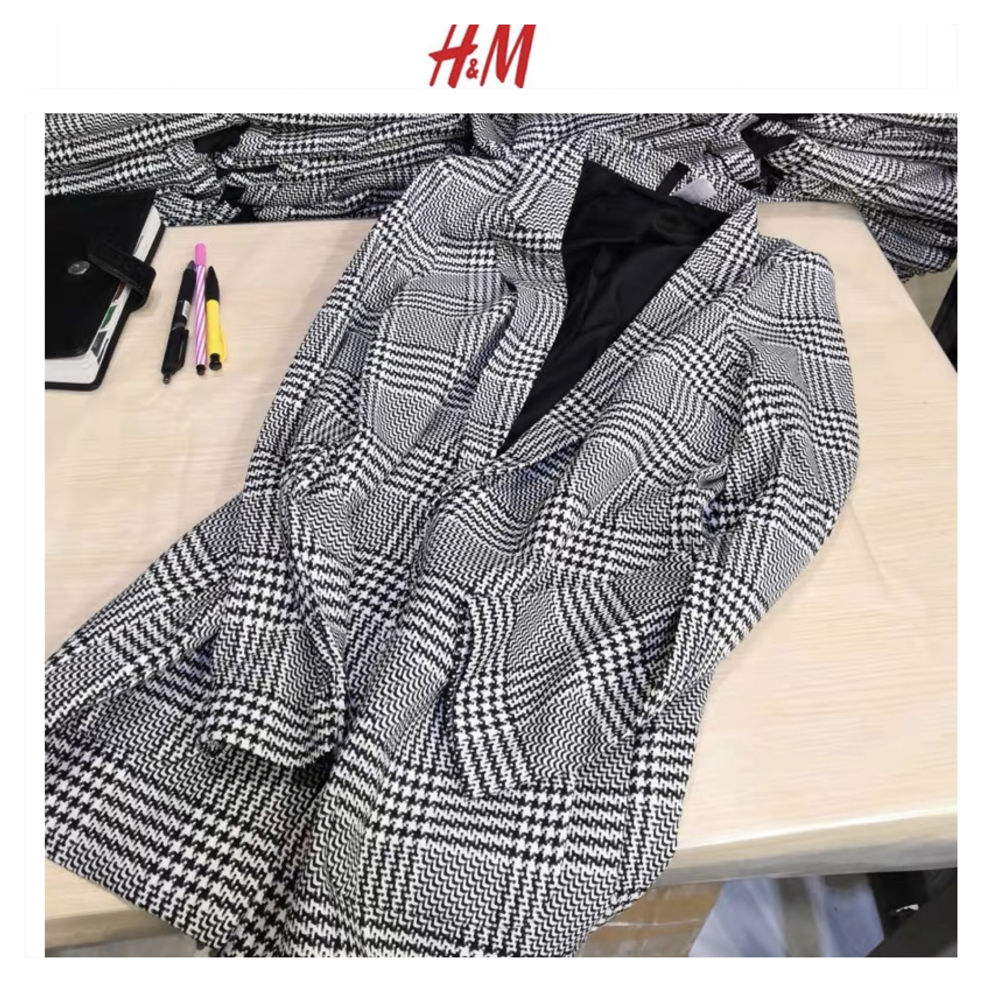 เสื้อโค้ท เสื้อคลุม ทรงสูท ลายตารางเทาดำ เสื้อคลุม เบลเซอร์ Blazer check ❄️แบรนด์✨H&M✨ แท้💯% แบรนด์ H&m