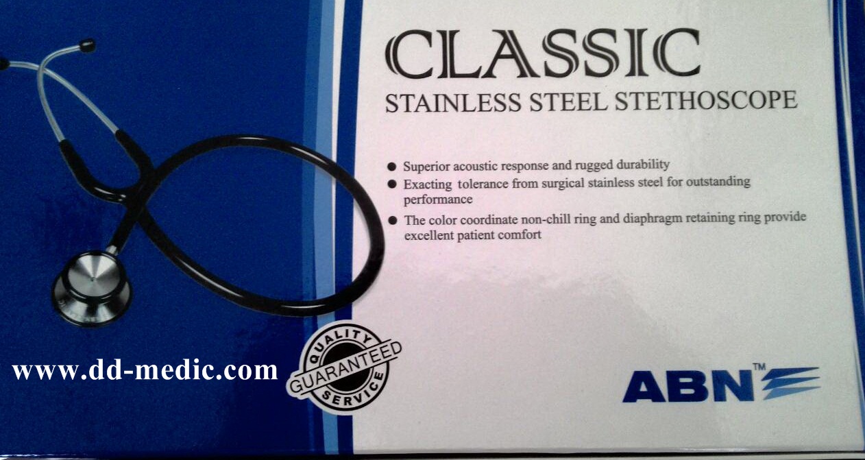 หูฟังแพทย์ STETHOSCOPE ยี่ห้อ ABN Classic ชนิด Dual type ฟังเสียงได้ 2 ด้าน มี 4 สี น้ำเงิน เลือดหมู เทา เขียว สำหรับผู้ใหญ่