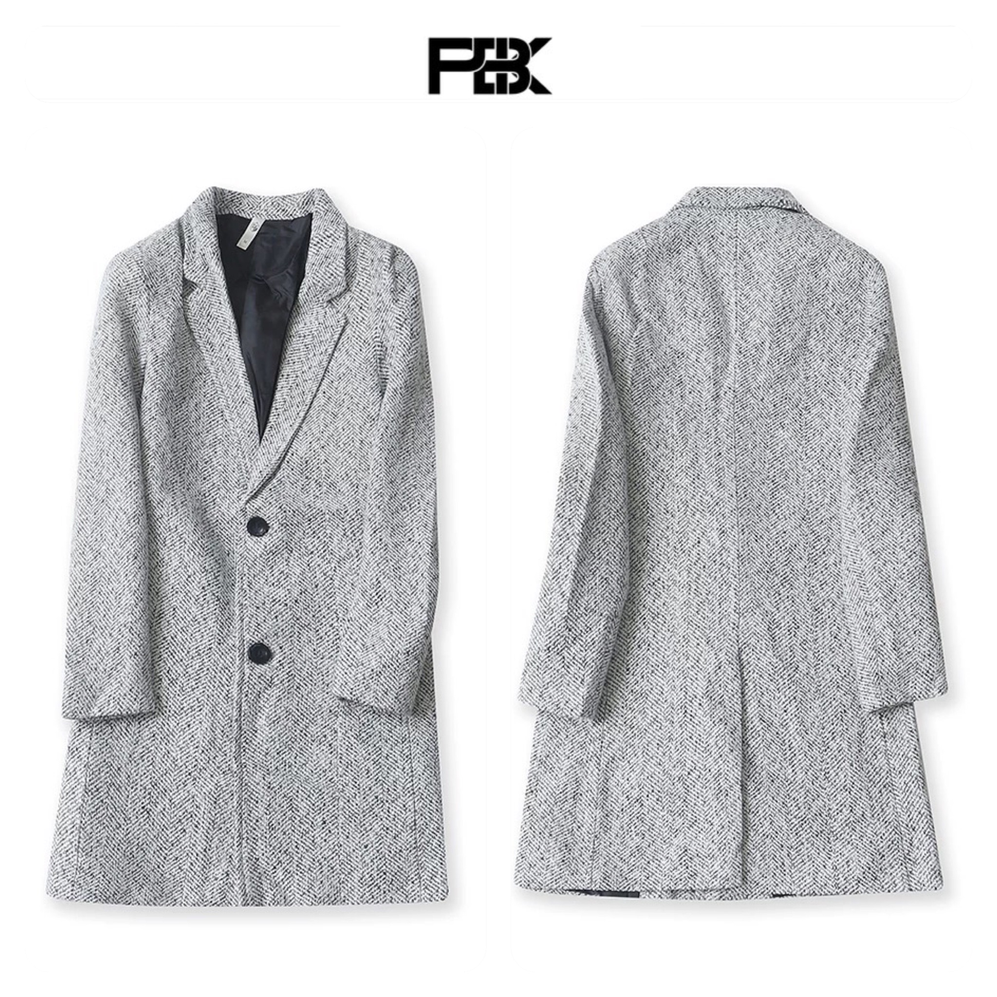 Pbk เสื้อโค้ท เสื้อกันหนาว เนื้อผ้าวูล สักหลาดวูล สีเทาอ่อน /สีแดง แบรนด์ PBK FASHION TEMPTATIONS เทาอ่อน
