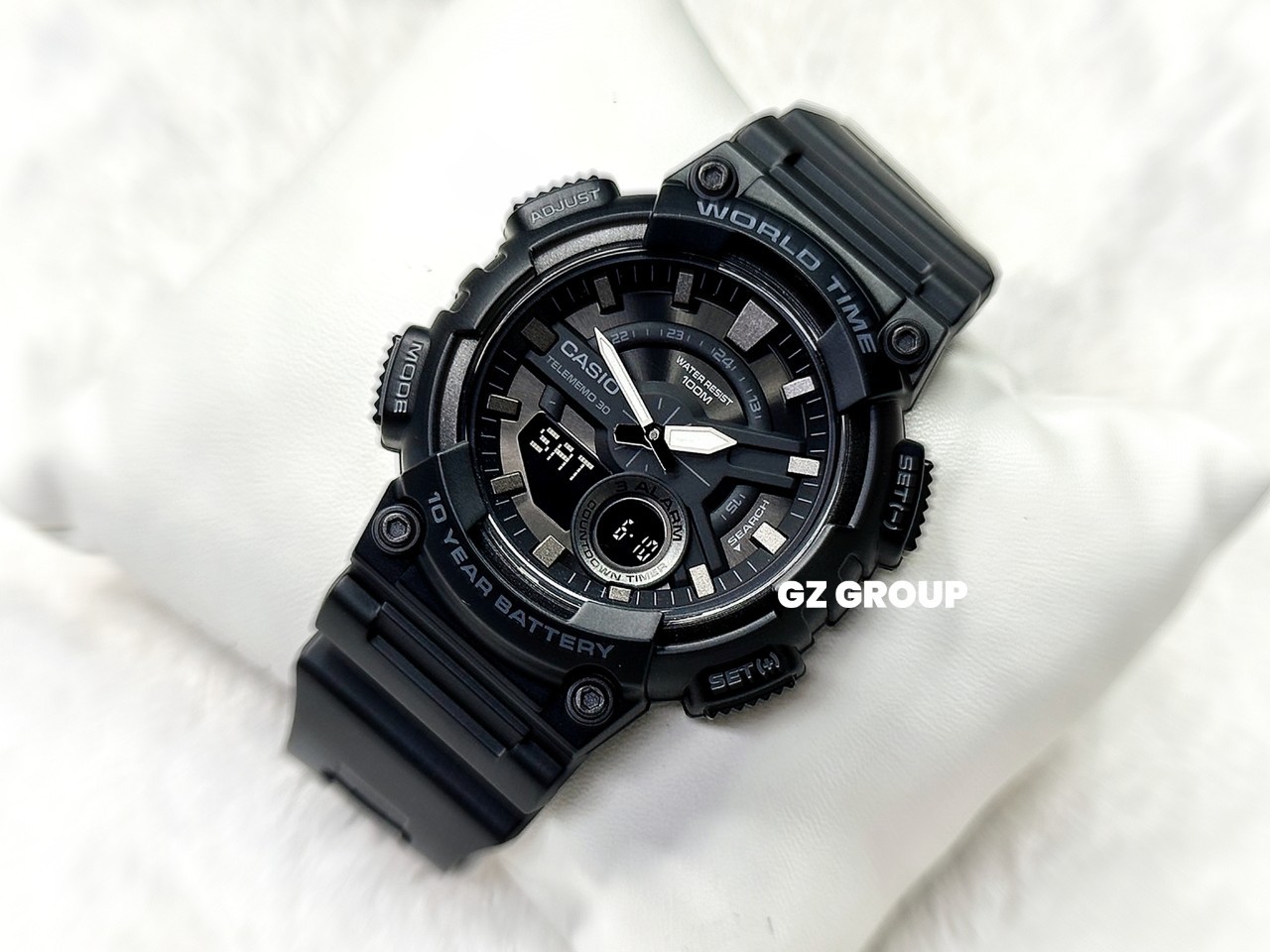 CASIO MID YEAR SALE นาฬิกาคาสิโอ พร้อมส่ง นาฬิกาข้อมือ นาฬิกากันน้ำ นาฬิกาของแท้ BTS ประกันศูนย์ CMG 1 ปี รุ่น AEQ-110W-1B นาฬิกาสีดำ