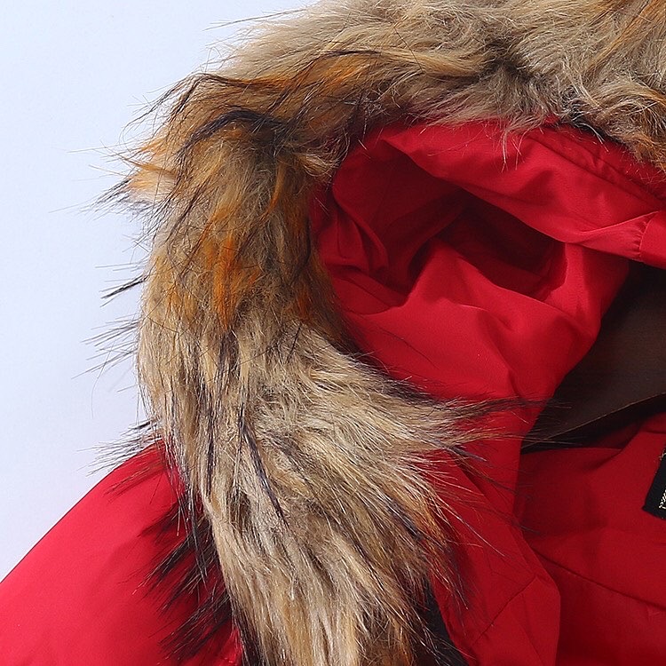 เสื้อกันหนาว ขนเป็ด เสื้อฮู้ดเฟอร์ บุนวมอุ่น สีแดง แบรนด์ LI YIN JOY (padded puffer coat สำเนา สำเนา