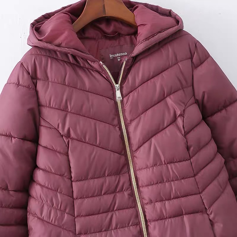 เสื้อกันหนาว เสื้อฮู้ดเฟอร์ บุนวมอุ่น สีแดง แบรนด์ INEXTENSO (padded puffer coat สำเนา