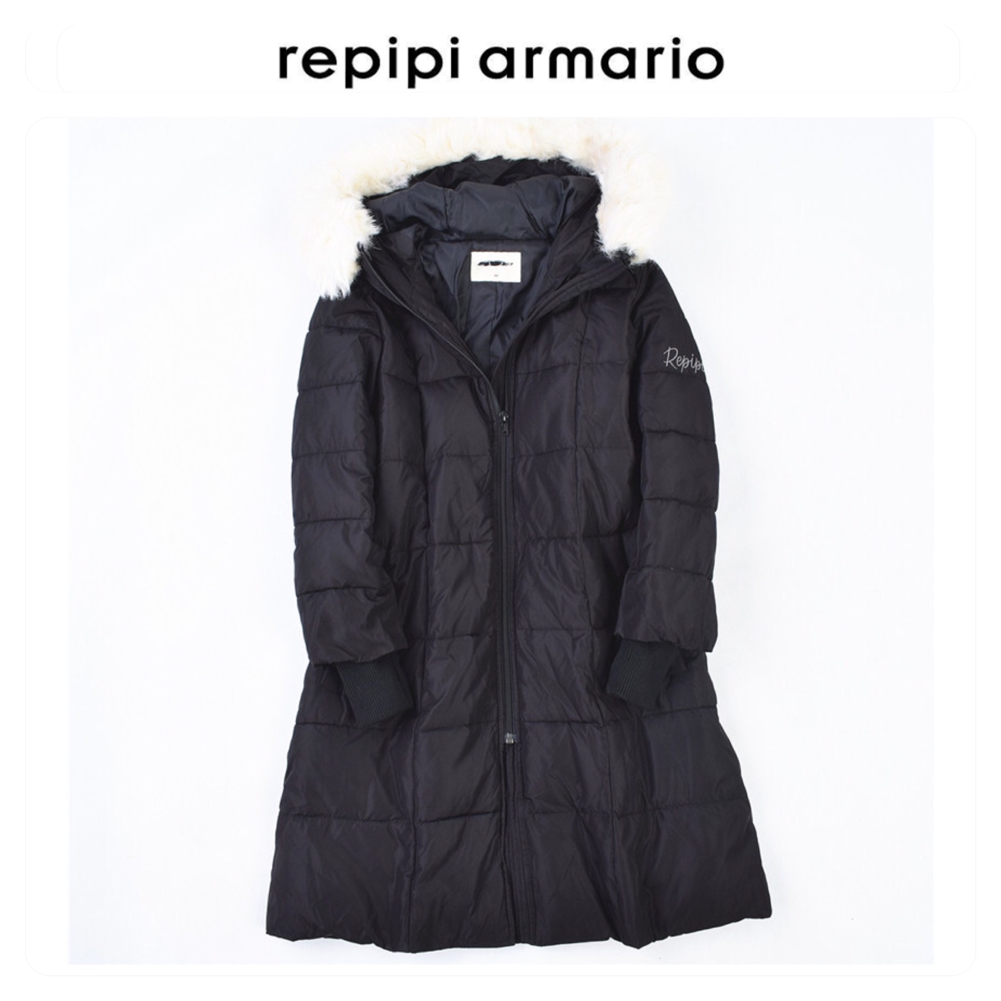 Repipi Armario เสื้อกันหนาว โค้ทขนเป็ด เสื้อฮู้ดเฟอร์ บุนวมอุ่น สีดำ แบรนด์ Repipi Armario (padded puffer coat) ขนเฟอร์ถอดได้ค่ะ ดำ
