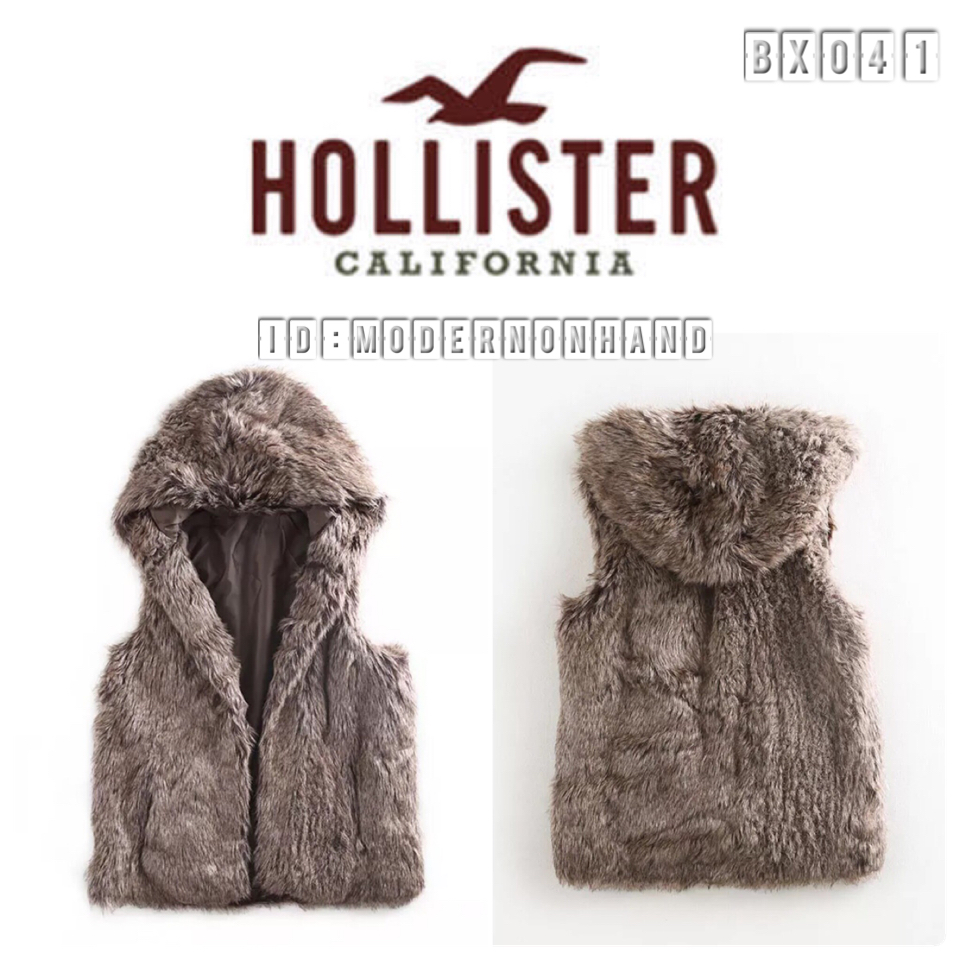 เสื้อกั๊ก กันหนาว หมวกฮูท แต่งขนอุ่น สีน้ำตาล brandname HOLLISTER แท้ 100% เนื้อขนลื่น นุ่มสวยหรู สัมผัสนุ่มสุดๆ ไม่มีปัญหาขนร่วงเลยคะ