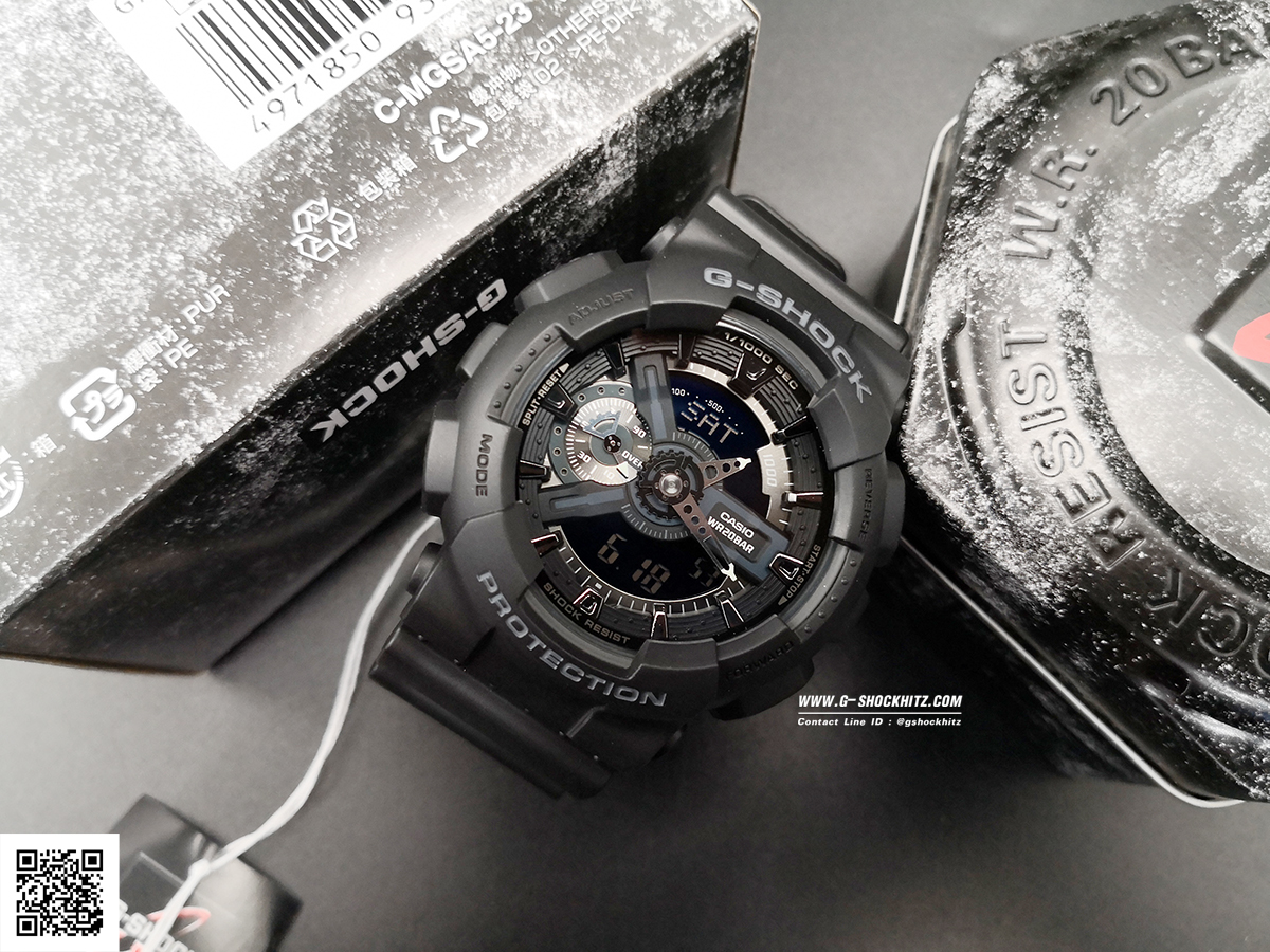 CASIO G-SHOCK นาฬิกาข้อมือ นาฬิกากันน้ำ นาฬิกาของแท้ ประกันศูนย์ CMG 1 ปี รุ่น GA-110-1B นาฬิกาสีดำ
