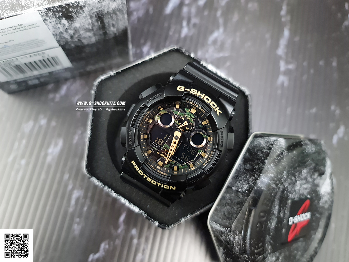CASIO G-SHOCK นาฬิกาข้อมือ นาฬิกากันน้ำ นาฬิกาของแท้ ประกันศูนย์ CMG 1 ปี รุ่น GA-100CF-1A9 นาฬิกาสีดำ