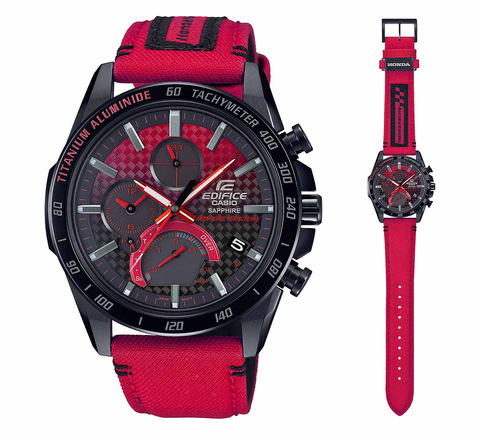 CASIO EDIFICE นาฬิกาข้อมือ นาฬิกากันน้ำ นาฬิกาของแท้ ประกันศูนย์ CMG 1 ปี รุ่น EQB-1000HRS-1A นาฬิกาสีแดง