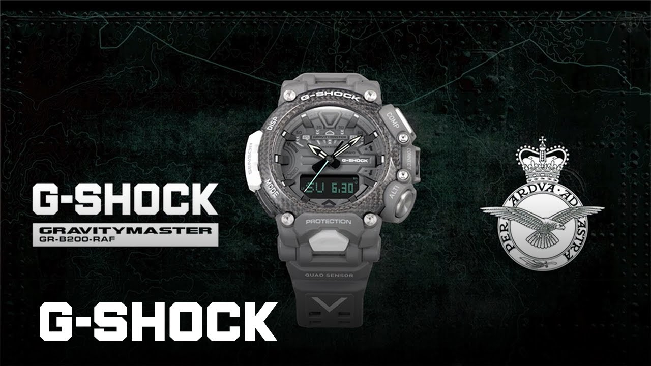 CASIO G-SHOCK นาฬิกาข้อมือ นาฬิกากันน้ำ นาฬิกาของแท้ ประกันศูนย์ CMG 1 ปี รุ่น GR-B200RAF-8A นาฬิกาสีเทา