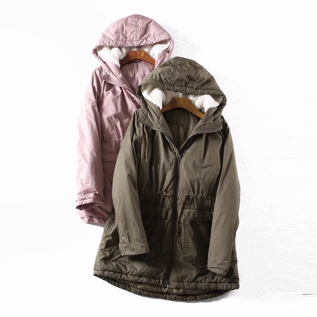 Jean pascale เสื้อโค้ทฮู้ดกันหนาว เสื้อปาร์กา parka สีชมพู แบรนด์ JEAN PASCALE ชมพู