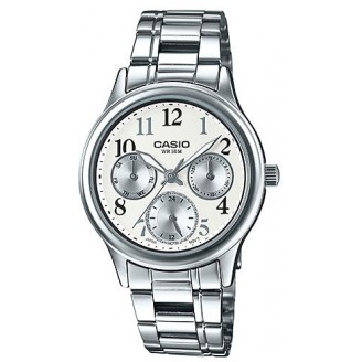 CASIO นาฬิกาคาสิโอ นาฬิกาข้อมือ นาฬิกากันน้ำ นาฬิกาของแท้ ประกันศูนย์ CMG 1 ปี รุ่น LTP-E306D-7B นาฬิกาสีเงิน