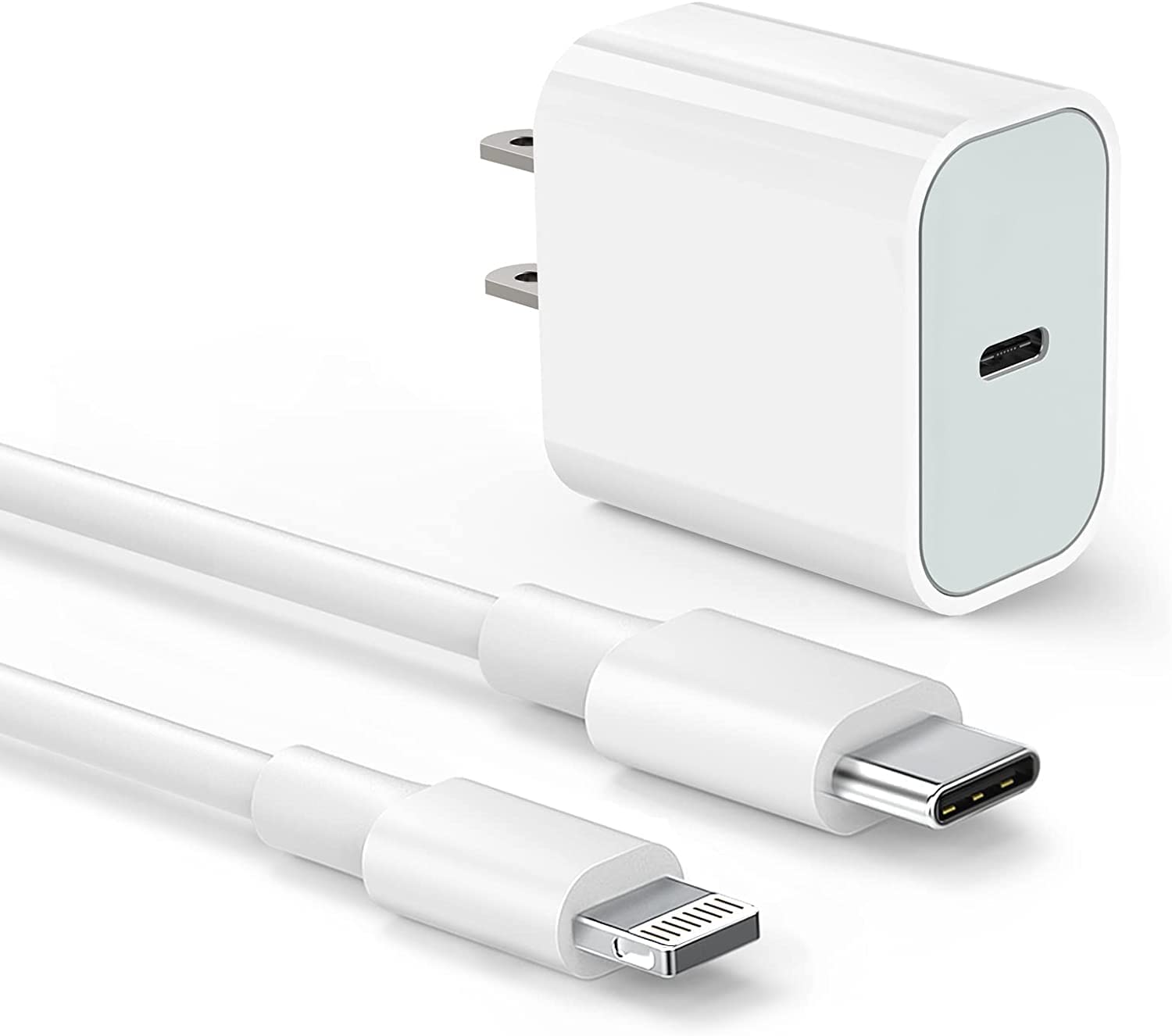 Foxconn Power Adapter 20W iPhone USB-C to Lighning Cable Fast Charge For iPhone สีขาว