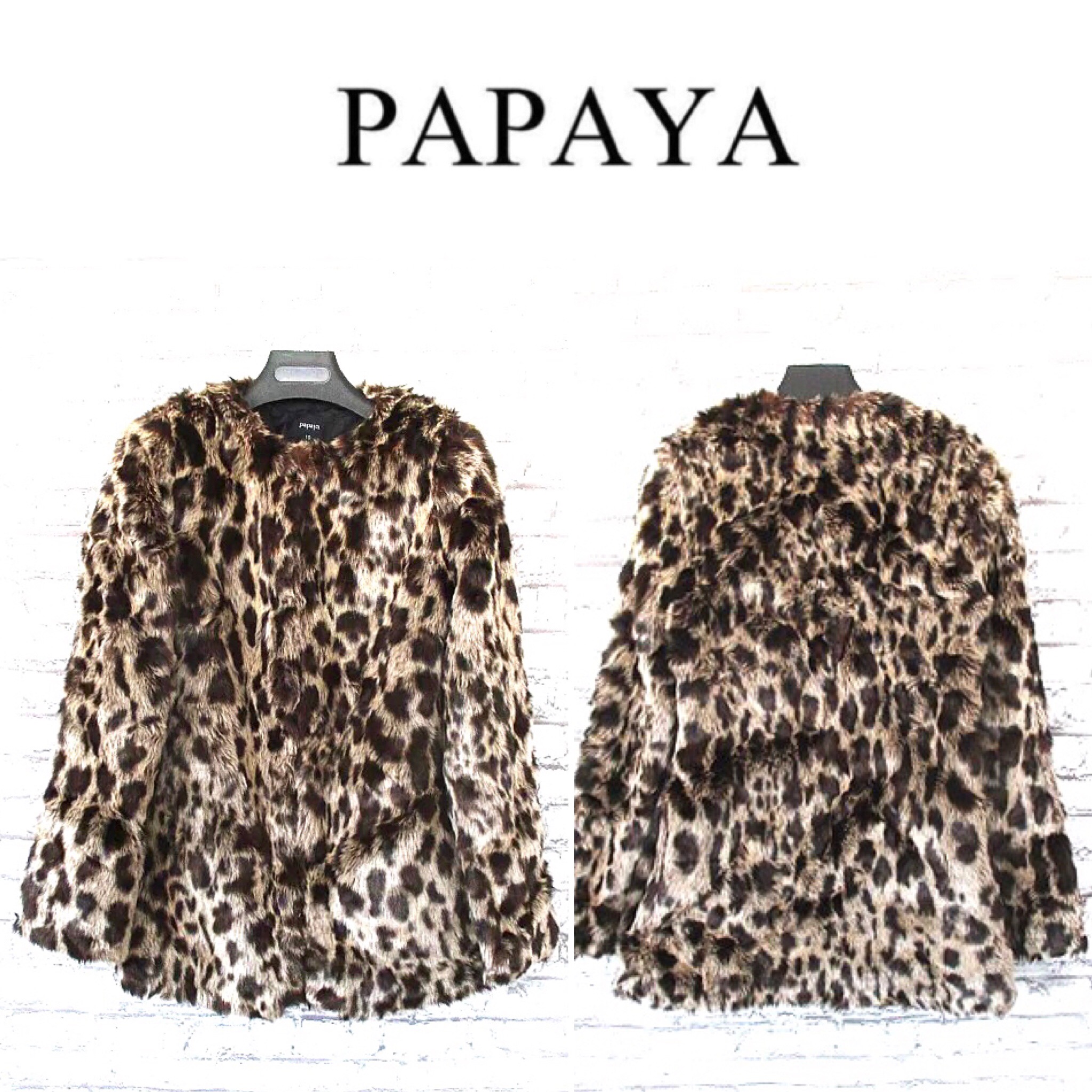 PAPAYA เสื้อขนเฟอร์ เสื้อกันหนาว ขนเฟอร์ลายเสือ แบรนด์ PAPAYA ขนนุ่ม สวย งานหรูมากคะ ลายเสือ