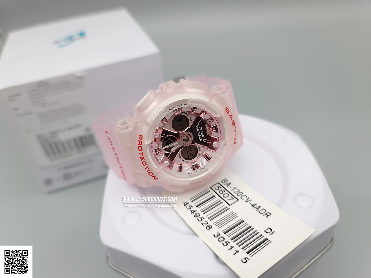 CASIO BABY-G นาฬิกาข้อมือ นาฬิกากันน้ำ นาฬิกาของแท้ ประกันศูนย์ CMG 1 ปี รุ่น BA-130CV-4A นาฬิกาสีชมพู