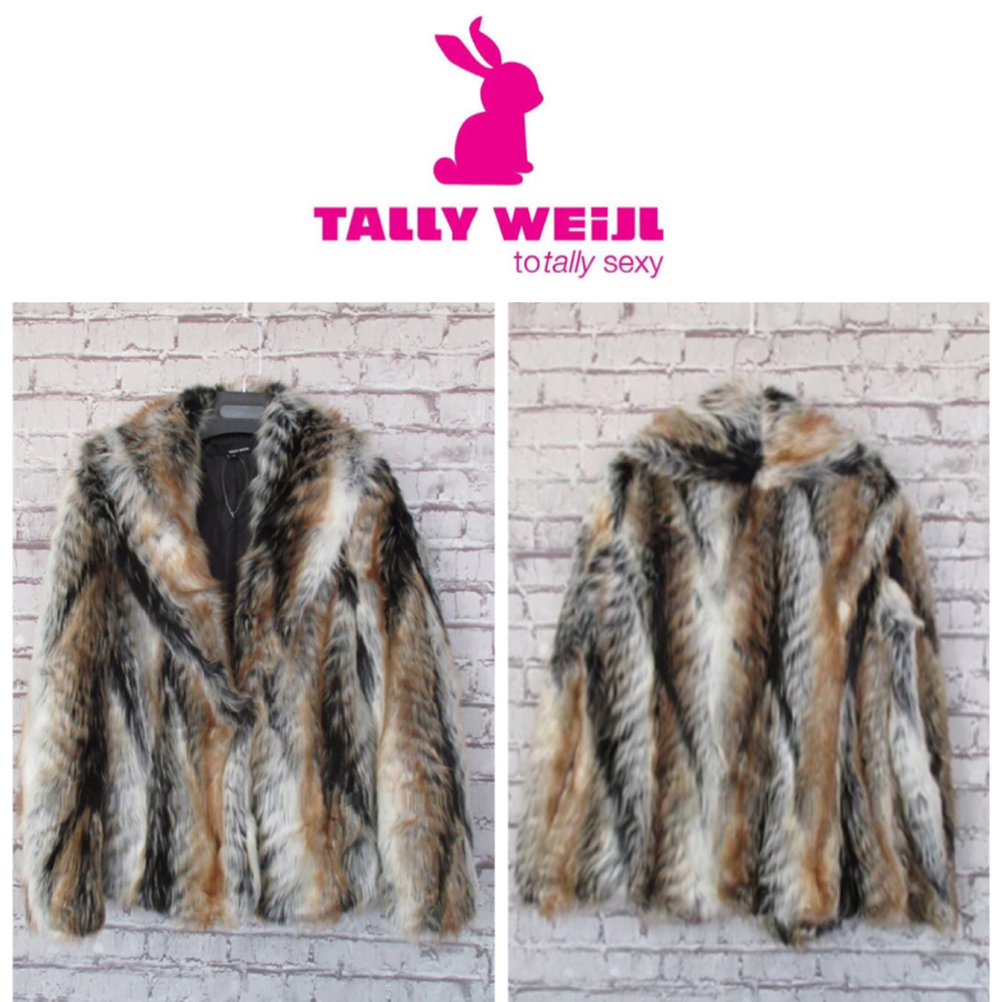 Papaya เสื้อนอก แต่งขน เสื้อกันหนาวขนเฟอร์ สีน้ำตาล งานพรีเมี่ยม แบรนด์ TALLY WEIJL แท้ งานสวย หรูมากคะ SiZe M/L/XL