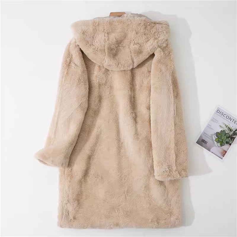 pepco เสื้อเฟอร์กันหนาว หมวกฮู้ด เสื้อขน FLUFFY Coat แบรนด์ PEPCO ดำ / เบจ