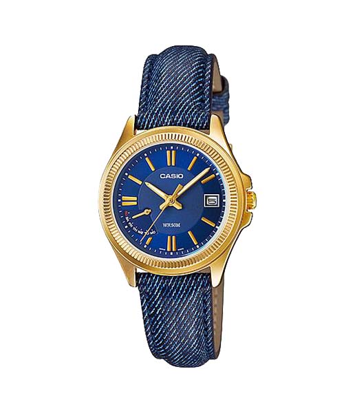 CASIO นาฬิกาคาสิโอ นาฬิกาข้อมือ นาฬิกากันน้ำ นาฬิกาของแท้ ประกันศูนย์ CMG 1 ปี รุ่น LTP-E115GBL-2A นาฬิกาสีน้ำเงิน