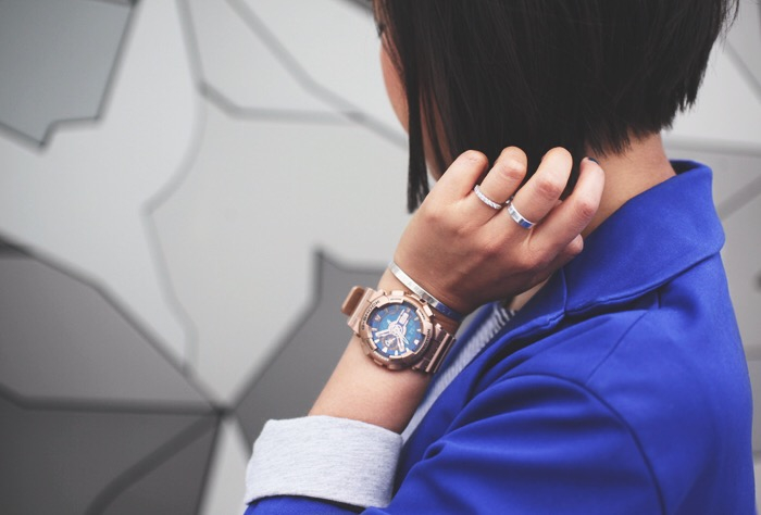 CASIO G-SHOCK นาฬิกาข้อมือ นาฬิกากันน้ำ นาฬิกาของแท้ ประกันศูนย์ CMG 1 ปี รุ่น GMA-S110GD-2A นาฬิกาสีน้ำเงิน