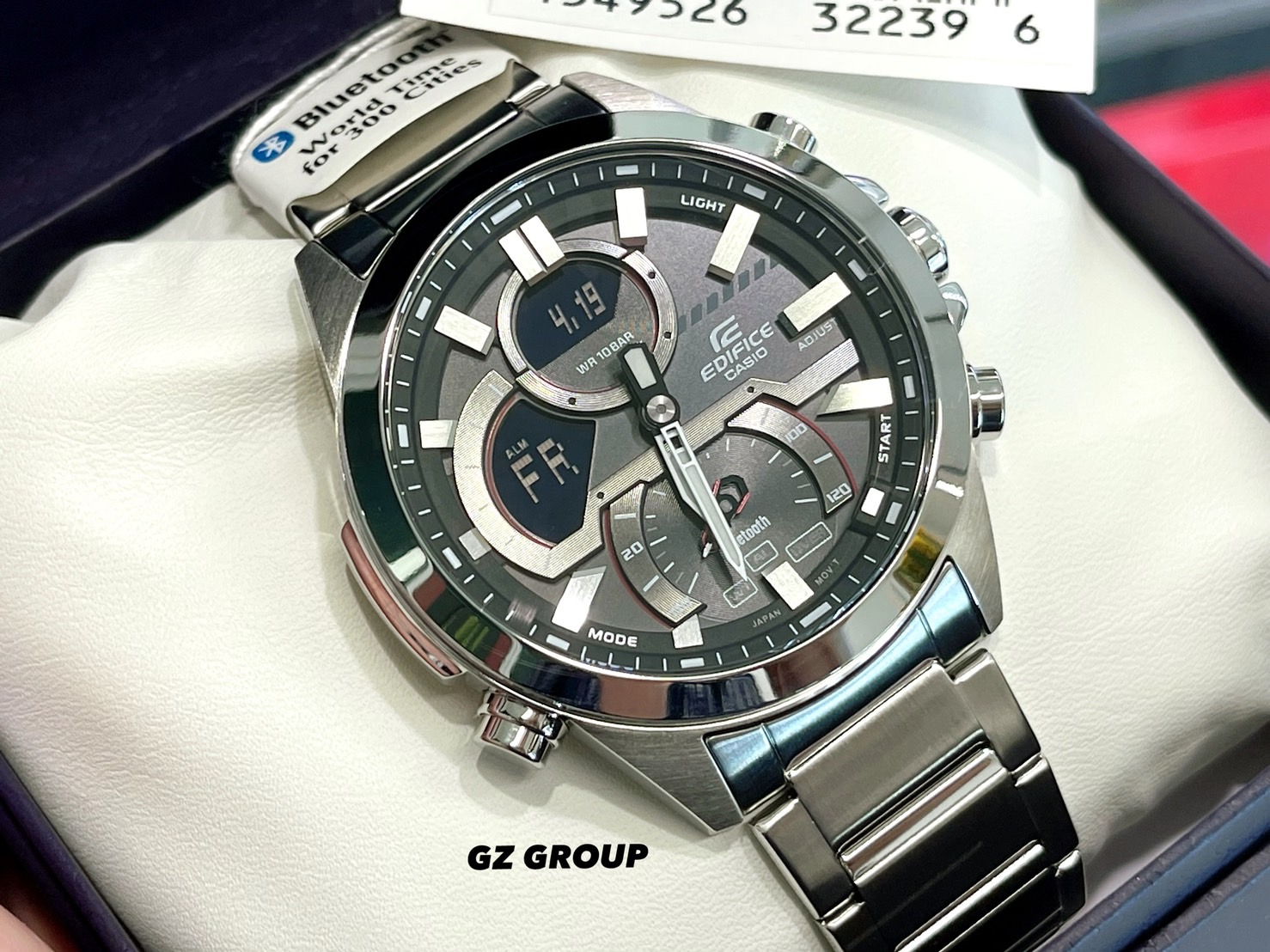 CASIO EDIFICE นาฬิกาข้อมือ นาฬิกากันน้ำ นาฬิกาของแท้ ประกันศูนย์ CMG 1 ปี รุ่น ECB-30D-1A นาฬิกาสีเงิน