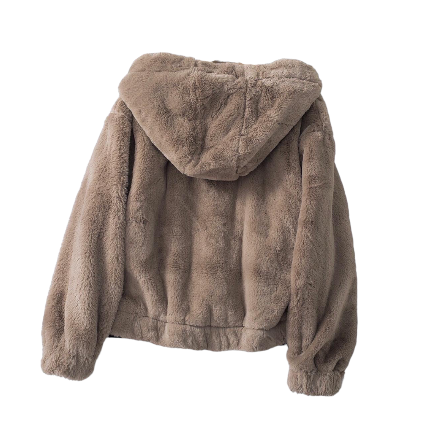 Page one เสื้อเฟอร์กันหนาว หมวกฮู้ด เสื้อขน Fluffy coat แบรนด์ page One ดำ