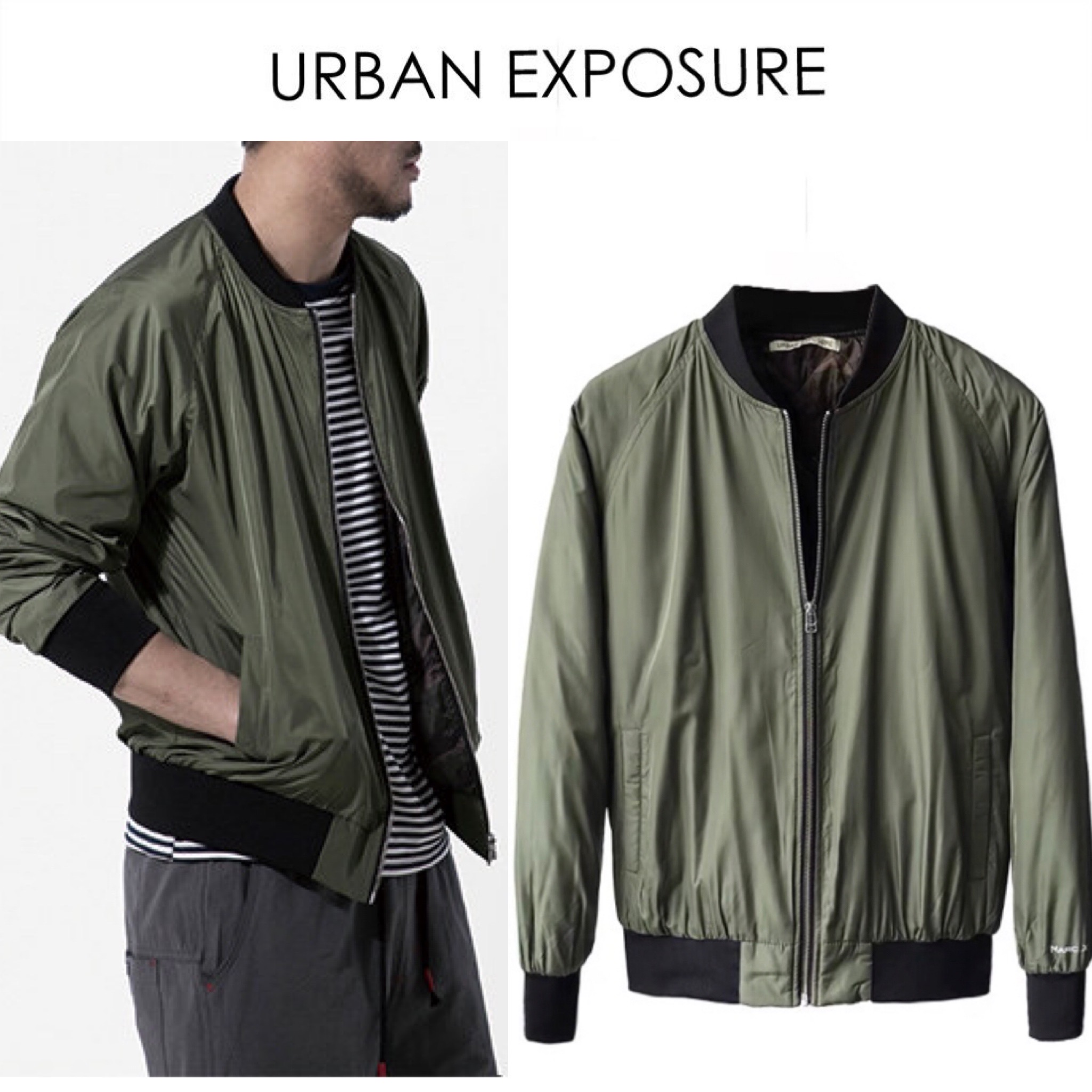 URBAN EXPOSURE เสื้อทหาร เสื้อนอกเขียวทหาร เสื้อนอกแนวทหาร แพทเทินสวย เท่ห์มาก คะ แบรนด์URBAN EXPOSURE เขียว