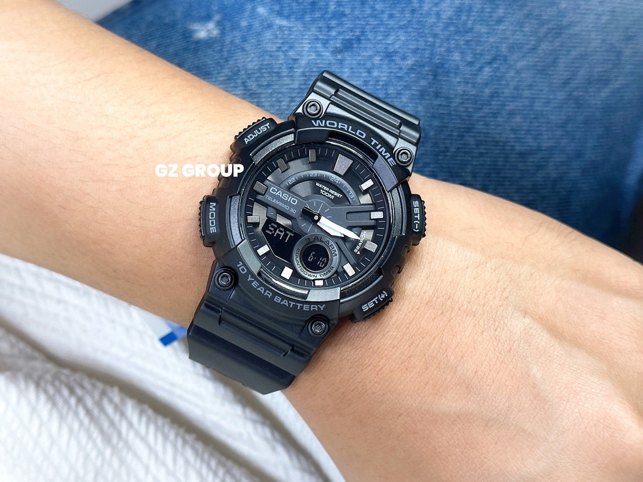 CASIO MID YEAR SALE นาฬิกาคาสิโอ พร้อมส่ง นาฬิกาข้อมือ นาฬิกากันน้ำ นาฬิกาของแท้ BTS ประกันศูนย์ CMG 1 ปี รุ่น AEQ-110W-1B นาฬิกาสีดำ