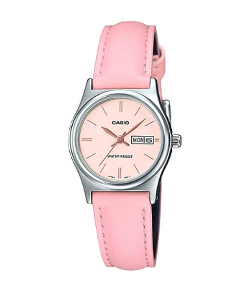 CASIO นาฬิกาคาสิโอ นาฬิกาข้อมือ นาฬิกากันน้ำ นาฬิกาของแท้ ประกันศูนย์ CMG 1 ปี รุ่น LTP-V006L-4B นาฬิกาสีชมพู