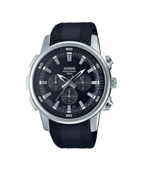 CASIO นาฬิกาคาสิโอ นาฬิกาข้อมือ นาฬิกากันน้ำ นาฬิกาของแท้ ประกันศูนย์ CMG 1 ปี รุ่น MTP-E505-1A นาฬิกาสีดำ