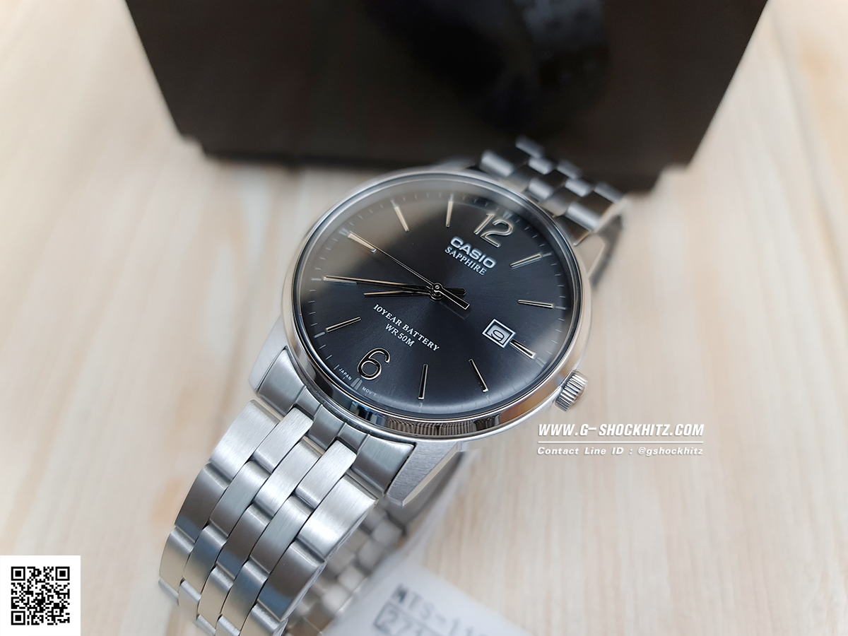 CASIO นาฬิกาคาสิโอ นาฬิกาข้อมือ นาฬิกากันน้ำ นาฬิกาของแท้ ประกันศูนย์ CMG 1 ปี รุ่น MTS-110D-1A นาฬิกาสีเงิน