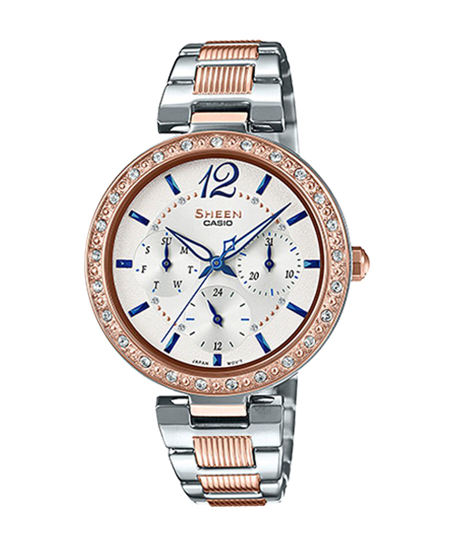 CASIO SHEEN นาฬิกาข้อมือ นาฬิกากันน้ำ นาฬิกาของแท้ ประกันศูนย์ CMG 1 ปี รุ่น SHE-3065SPG-7B นาฬิกาสีเงิน