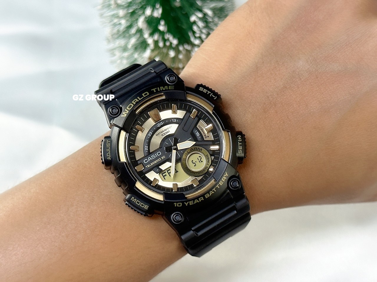CASIO MID YEAR SALE นาฬิกาคาสิโอ พร้อมส่ง นาฬิกาข้อมือ นาฬิกากันน้ำ นาฬิกาของแท้ BTS ประกันศูนย์ CMG 1 ปี รุ่น AEQ-110BW-9A นาฬิกาสีดำ