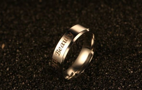 แหวนคู่ แหวนคนรัก แหวนหมั้น แหวนแต่งงาน แหวนสีดำ แหวนเงิน ลาย Beauty and the beast 351000