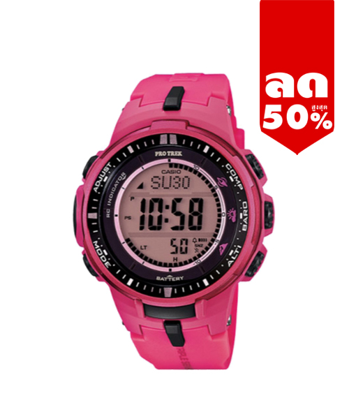 CASIO PROTREK พร้อมส่ง นาฬิกาข้อมือ นาฬิกากันน้ำ นาฬิกาของแท้ ประกันศูนย์ CMG 1 ปี รุ่น PRW-3000-4B นาฬิกาสีชมพู