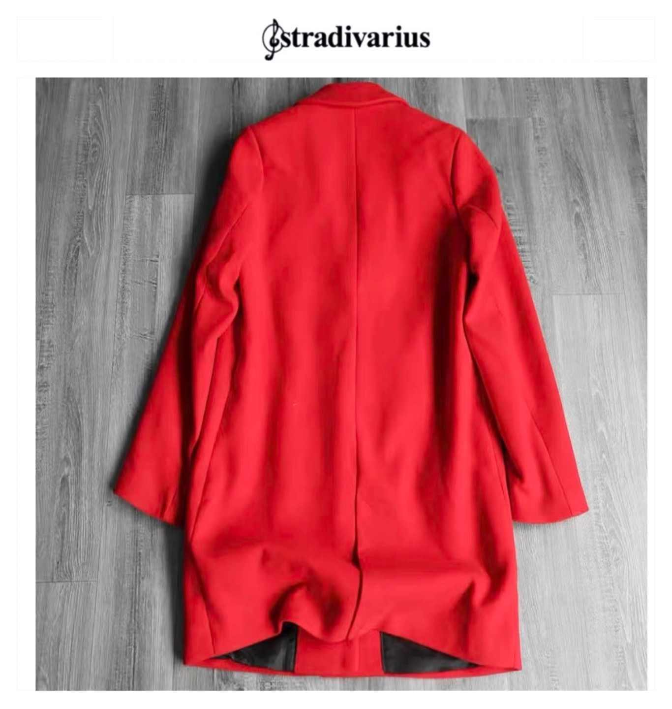 เสื้อโค้ท เสื้อโค้ทกันหนาว โค้ทสักหลาดสีแดง แบรนด์ STRADIVARIUS สำเนา