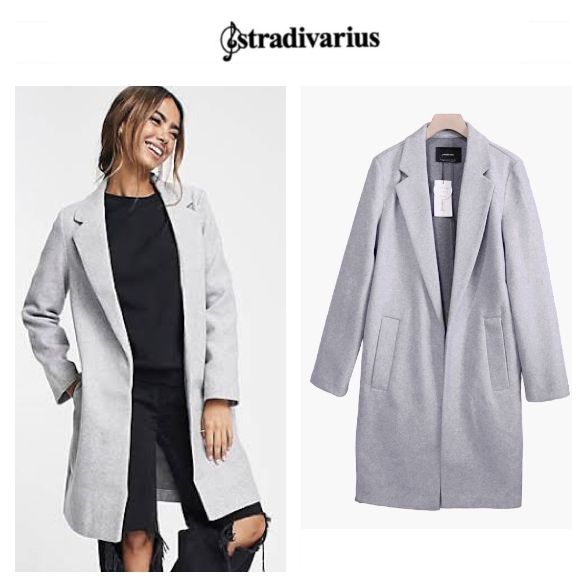 เสื้อโค้ท เสื้อโค้ทกันหนาว โค้ทวูล tailored knot coat สีเบจ แบรนด์ STRADIVARIUS สำเนา