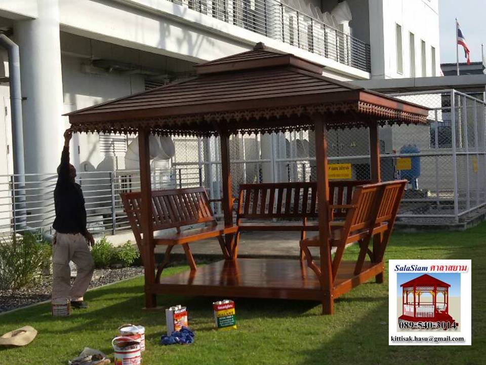 รหัสสินค้า : SL-004 : ศาลาทรงบาหลี สีเสาเหลี่ยม ขนาด 2 X 2 X 3 เมตร