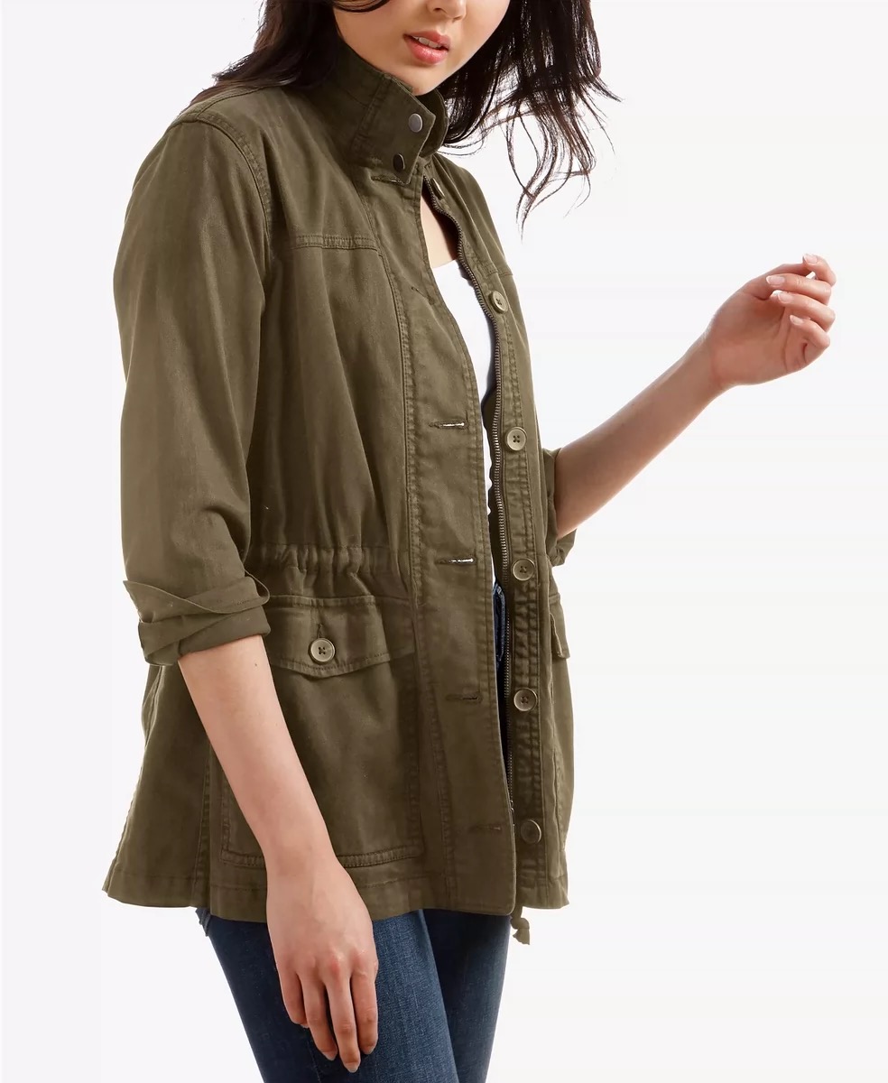 LUCKY BRAND เสื้อนอกเขียวทหาร เสื้อแจ็คเก็ต แนวทหาร แพทเทิน Lucky brandสวย เท่ห์ มาก แบรนด์ In extenso สำเนา เขียว