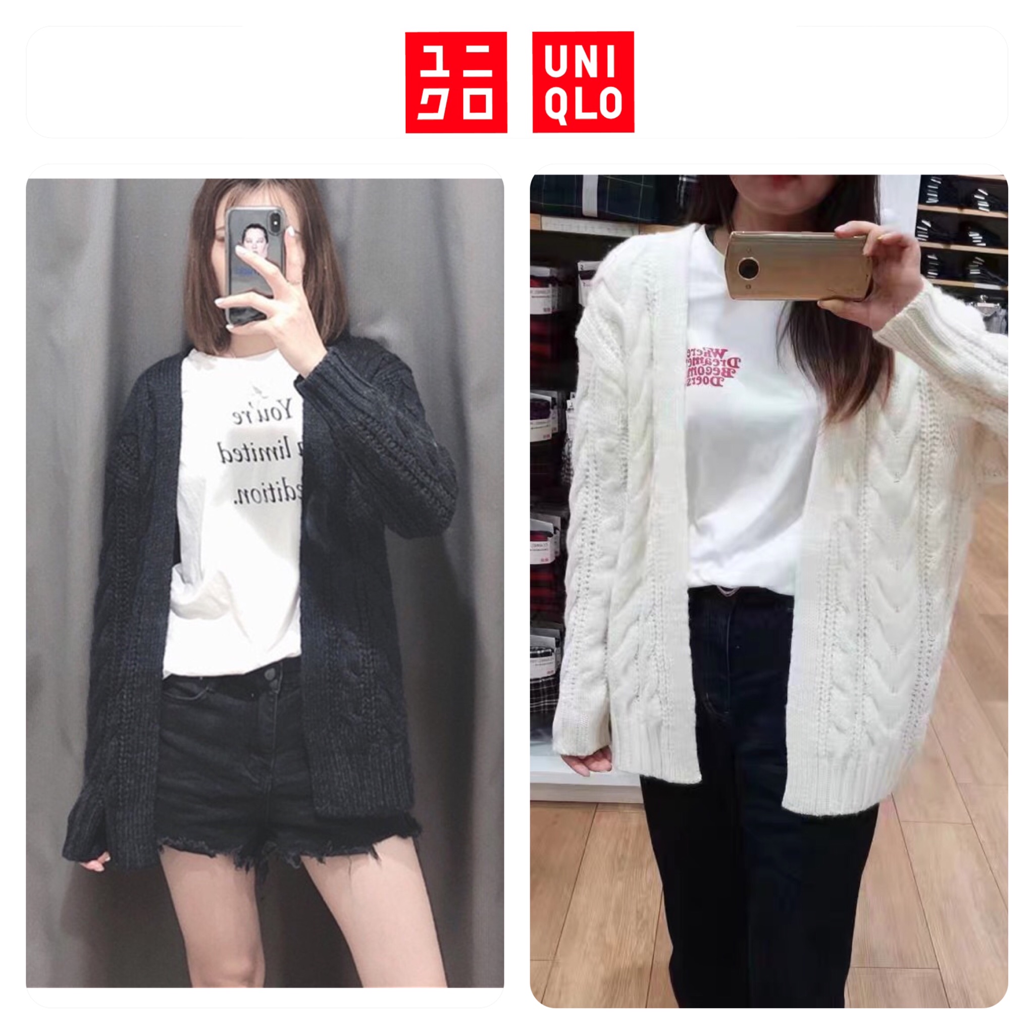 Uniqlo ueykol เสื้อหนาวไหมพรม ลายถัก ไหมพรมถัก เนื้อไหม นุ่ม สวย
