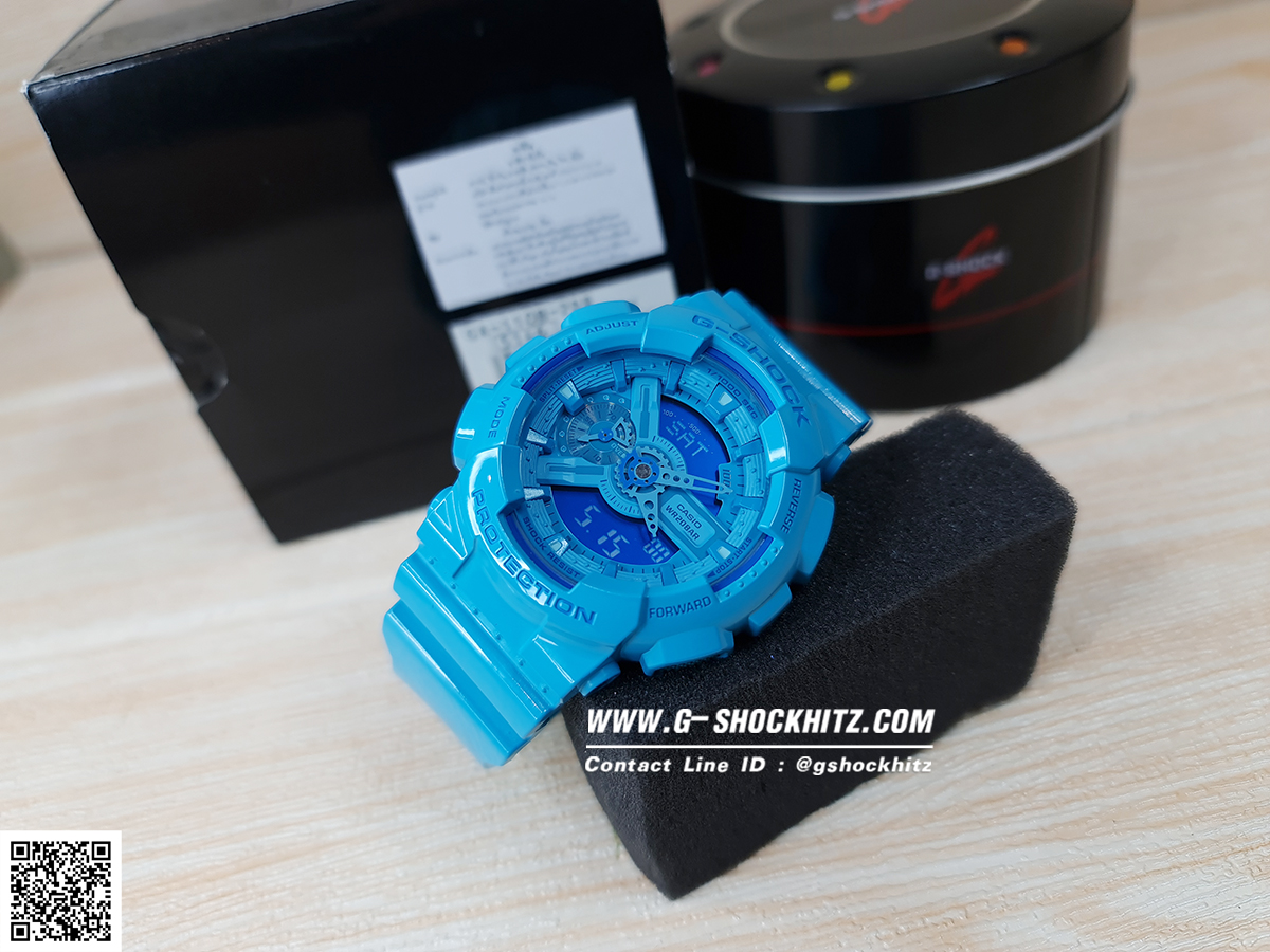 CASIO G-SHOCK G-SHOCK นาฬิกาข้อมือ นาฬิกากันน้ำ นาฬิกาของแท้ ประกันศูนย์ CMG 1 ปี รุ่น GA-110B-2 นาฬิกาสีฟ้า