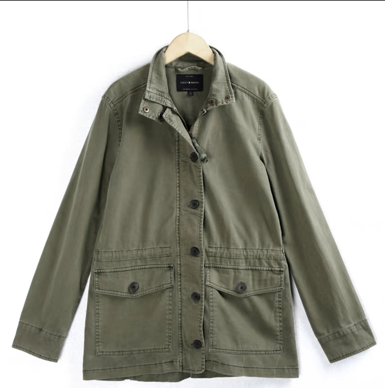 LUCKY BRAND เสื้อนอกเขียวทหาร เสื้อแจ็คเก็ต แนวทหาร แพทเทิน Lucky brandสวย เท่ห์ มาก แบรนด์ In extenso สำเนา เขียว
