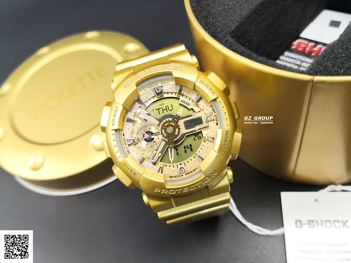 CASIO MID YEAR SALE G-SHOCK พร้อมส่ง นาฬิกาข้อมือ นาฬิกากันน้ำ นาฬิกาของแท้ ประกันศูนย์ CMG 1 ปี รุ่น GMA-S110VK-9ADR นาฬิกาสีทอง