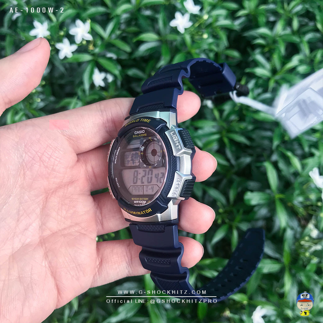 CASIO นาฬิกาคาสิโอ นาฬิกาข้อมือ นาฬิกากันน้ำ นาฬิกาของแท้ ประกันศูนย์ CMG 1 ปี รุ่น AE-1000W-2A นาฬิกาสีกรม
